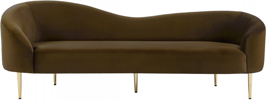 Ritz Brown Velvet Sofa - 659Brown-S - Vega Furniture