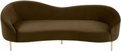 Ritz Brown Velvet Sofa - 659Brown-S - Vega Furniture