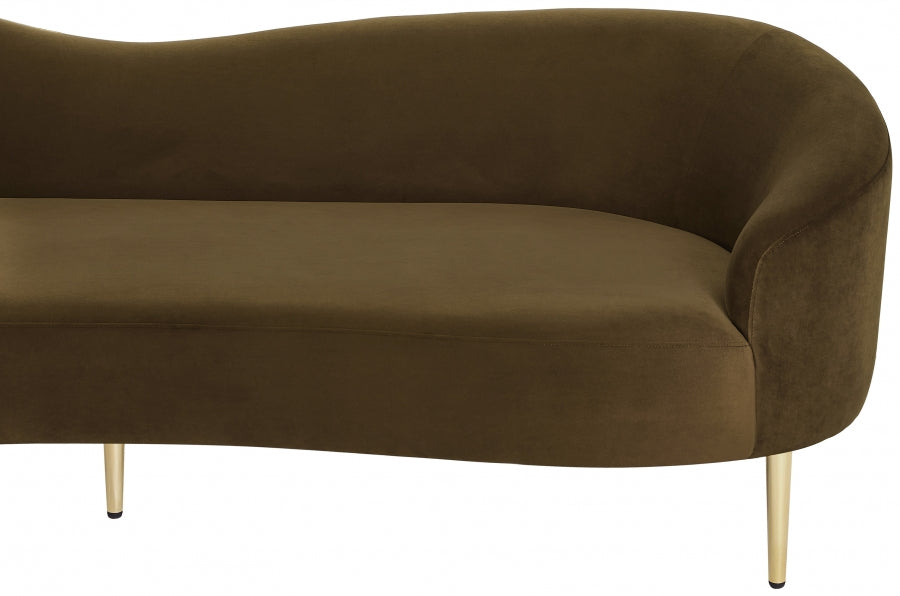 Ritz Brown Velvet Sofa - 659Brown-S - Vega Furniture