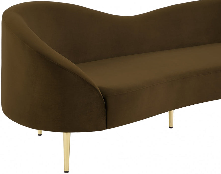 Ritz Brown Velvet Sofa - 659Brown-S - Vega Furniture