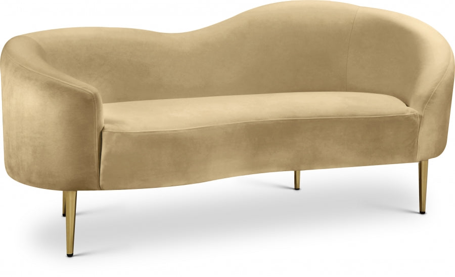 Ritz Camel Velvet Loveseat - 659Camel-L - Vega Furniture