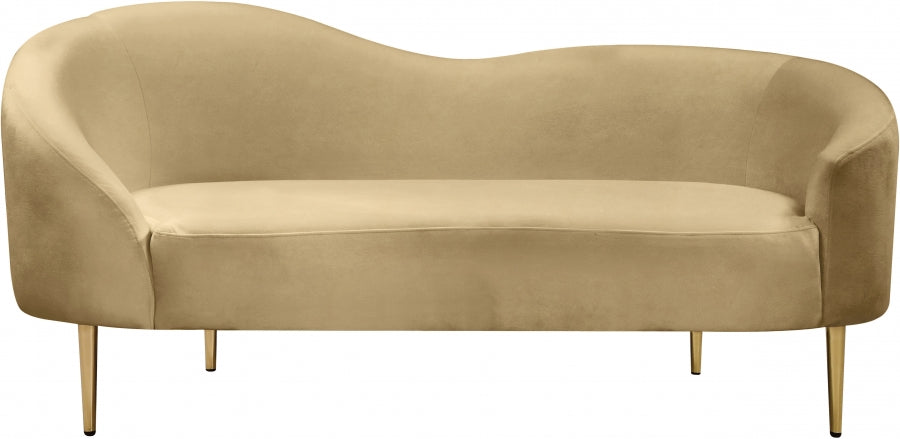 Ritz Camel Velvet Loveseat - 659Camel-L - Vega Furniture