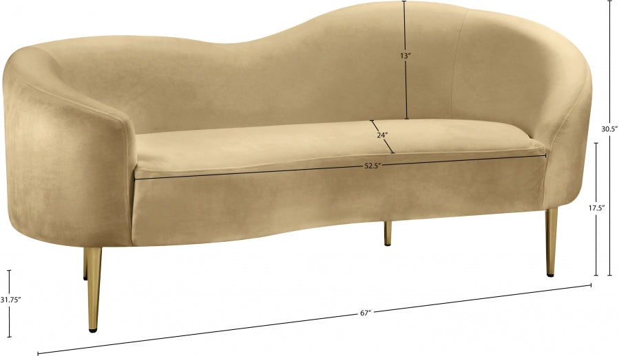 Ritz Camel Velvet Loveseat - 659Camel-L - Vega Furniture