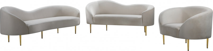 Ritz Cream Velvet Chair - 659Cream-C - Vega Furniture