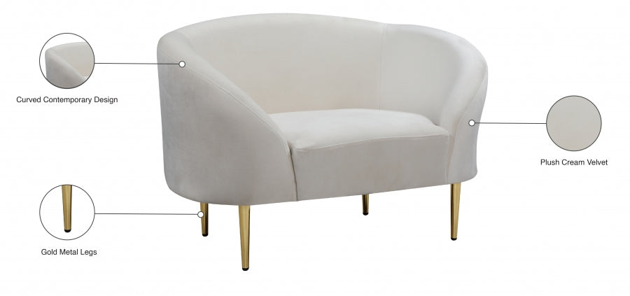 Ritz Cream Velvet Chair - 659Cream-C - Vega Furniture