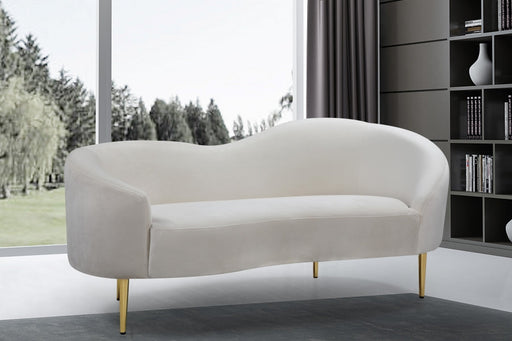 Ritz Cream Velvet Loveseat - 659Cream-L - Vega Furniture