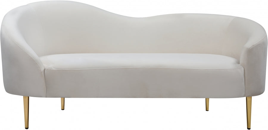 Ritz Cream Velvet Loveseat - 659Cream-L - Vega Furniture