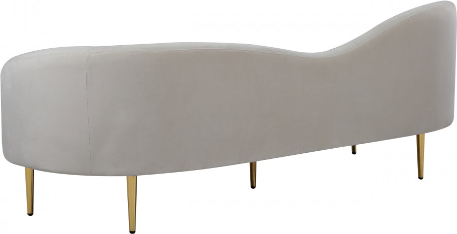 Ritz Cream Velvet Sofa - 659Cream-S - Vega Furniture