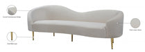 Ritz Cream Velvet Sofa - 659Cream-S - Vega Furniture