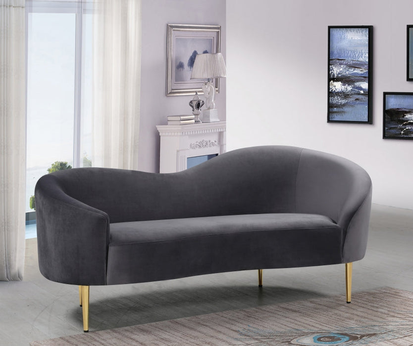 Ritz Grey Velvet Loveseat - 659Grey-L - Vega Furniture