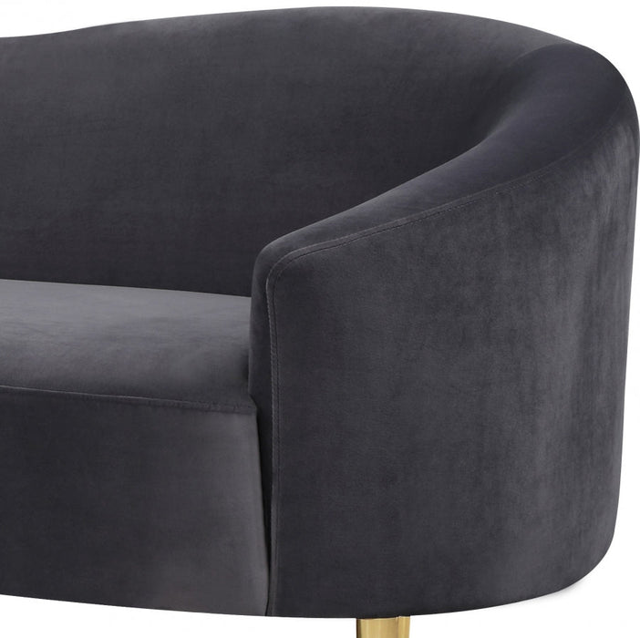 Ritz Grey Velvet Loveseat - 659Grey-L - Vega Furniture