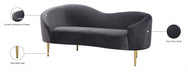 Ritz Grey Velvet Loveseat - 659Grey-L - Vega Furniture