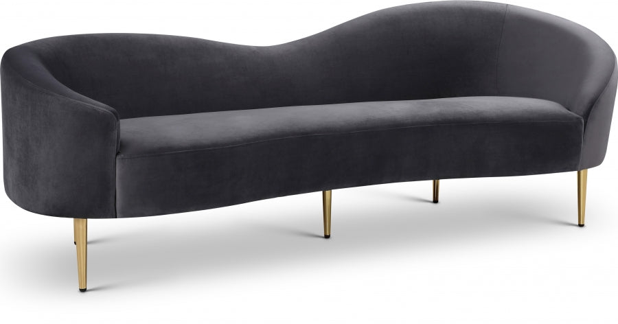 Ritz Grey Velvet Sofa - 659Grey-S - Vega Furniture