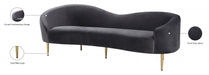 Ritz Grey Velvet Sofa - 659Grey-S - Vega Furniture