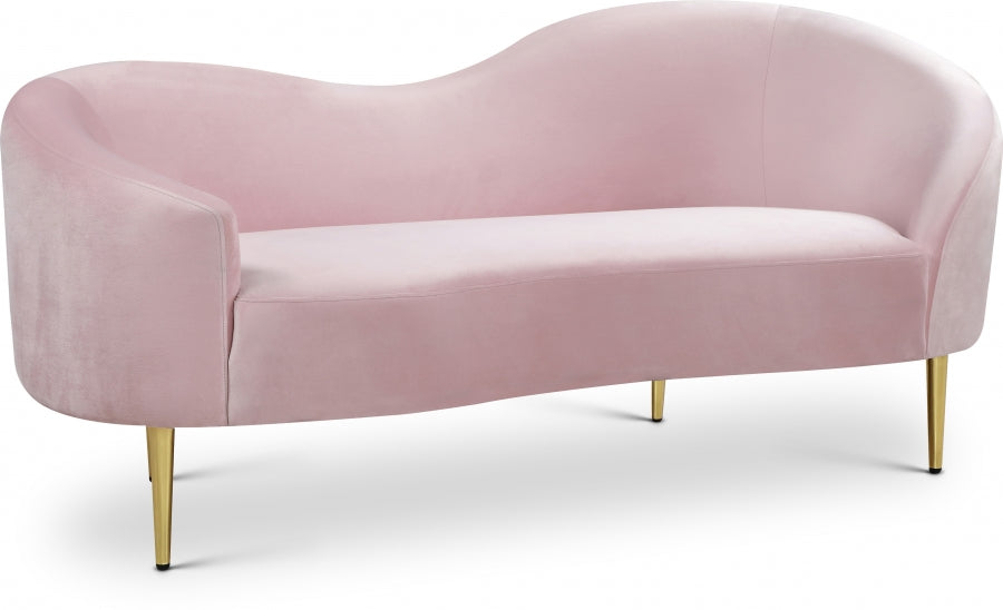 Ritz Pink Velvet Loveseat - 659Pink-L - Vega Furniture