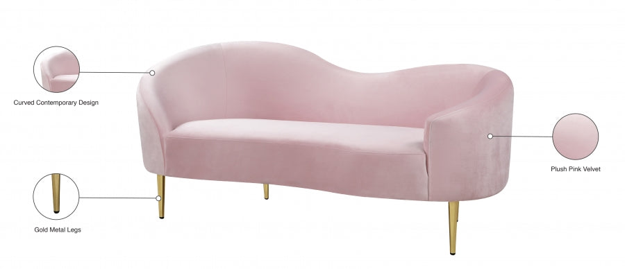 Ritz Pink Velvet Loveseat - 659Pink-L - Vega Furniture