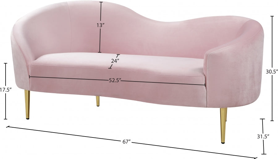 Ritz Pink Velvet Loveseat - 659Pink-L - Vega Furniture