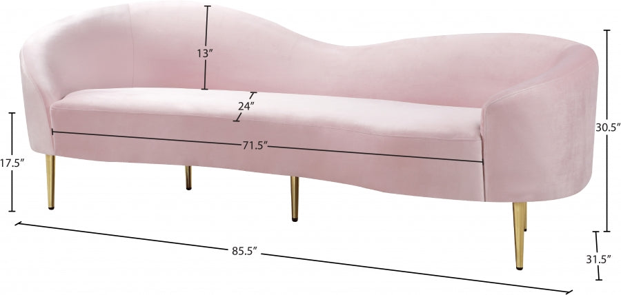 Ritz Pink Velvet Sofa - 659Pink-S - Vega Furniture