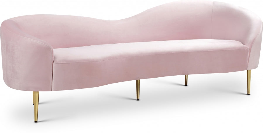 Ritz Pink Velvet Sofa - 659Pink-S - Vega Furniture