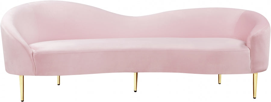 Ritz Pink Velvet Sofa - 659Pink-S - Vega Furniture