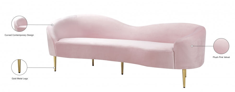 Ritz Pink Velvet Sofa - 659Pink-S - Vega Furniture