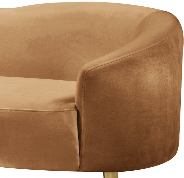 Ritz Saddle Velvet Loveseat - 659Saddle-L - Vega Furniture