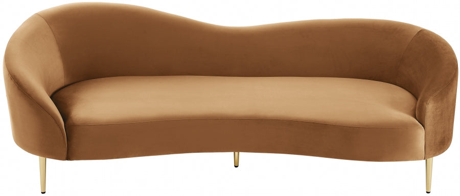 Ritz Saddle Velvet Sofa - 659Saddle-S - Vega Furniture