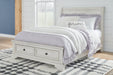 Robbinsdale Antique White Full Sleigh Storage Bed - SET | B742-183 | B742-84S | B742-87 - Vega Furniture