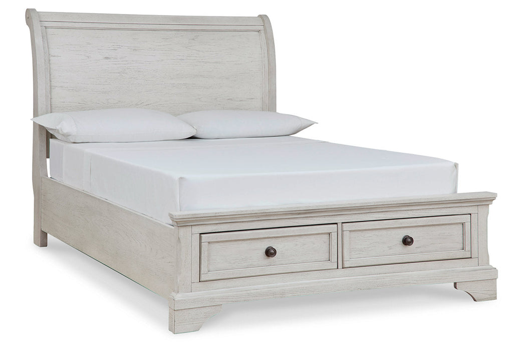 Robbinsdale Antique White Full Sleigh Storage Bed - SET | B742-183 | B742-84S | B742-87 - Vega Furniture