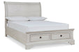 Robbinsdale Antique White Full Sleigh Storage Bed - SET | B742-183 | B742-84S | B742-87 - Vega Furniture