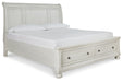 Robbinsdale Antique White King Sleigh Bed with Storage - SET | B742-76 | B742-78 | B742-99 - Vega Furniture