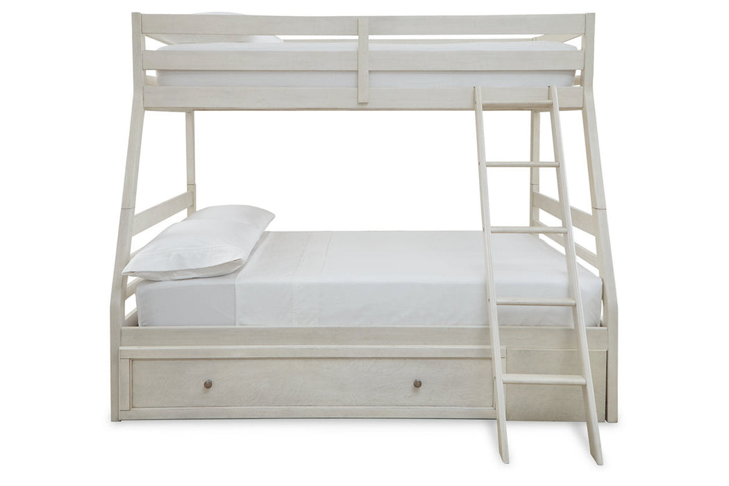 Robbinsdale Antique White Twin over Full Bunk Bed with Storage - SET | B742-50 | B742-58P | B742-58R - Vega Furniture