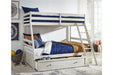Robbinsdale Antique White Twin over Full Bunk Bed with Storage - SET | B742-50 | B742-58P | B742-58R - Vega Furniture