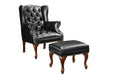 Roberts Black/Espresso Button Tufted Back Accent Chair with Ottoman - 900262 - Vega Furniture