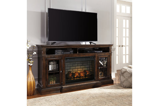 Roddinton Dark Brown 72" TV Stand with Electric Fireplace - SET | W701-88 | W100-121 - Vega Furniture