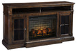 Roddinton Dark Brown 72" TV Stand with Electric Fireplace - SET | W701-88 | W100-121 - Vega Furniture