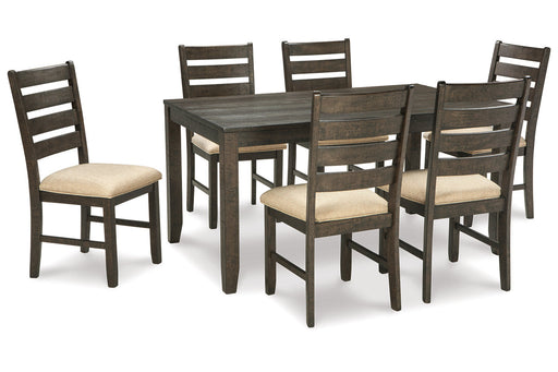 Rokane Brown Dining Table and Chairs, Set of 7 - D397-425 - Vega Furniture