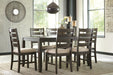 Rokane Brown Dining Table and Chairs, Set of 7 - D397-425 - Vega Furniture