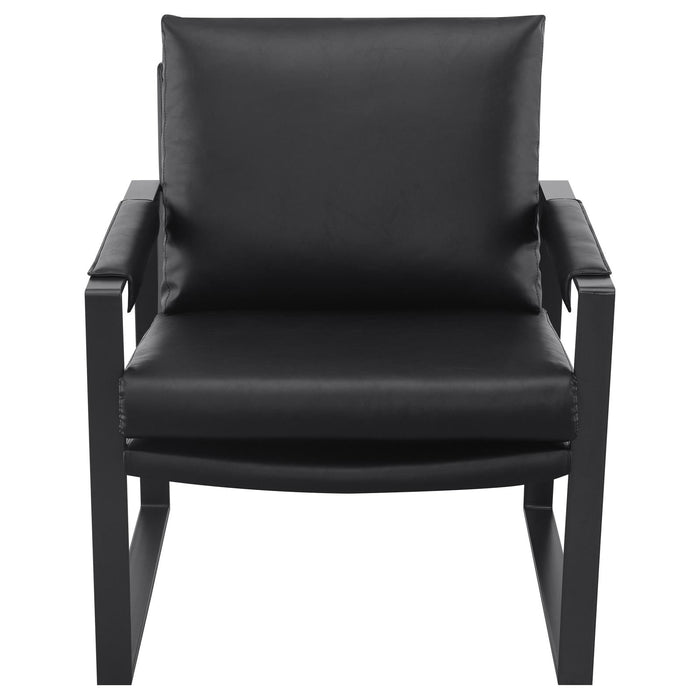 Rosalind Upholstered Track Arms Accent Chair Black and Gummetal - 903021 - Vega Furniture