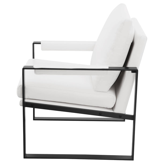 Rosalind Upholstered Track Arms Accent Chair White and Gummetal - 903022 - Vega Furniture