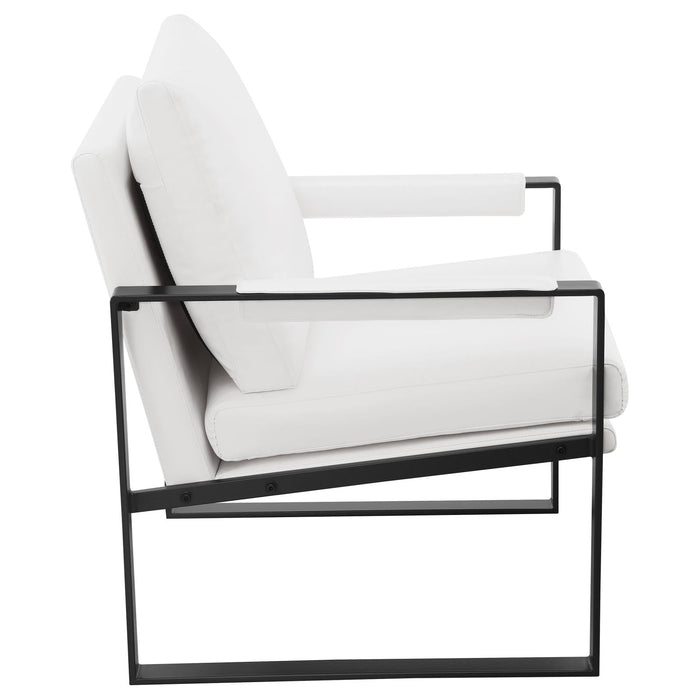 Rosalind Upholstered Track Arms Accent Chair White and Gummetal - 903022 - Vega Furniture