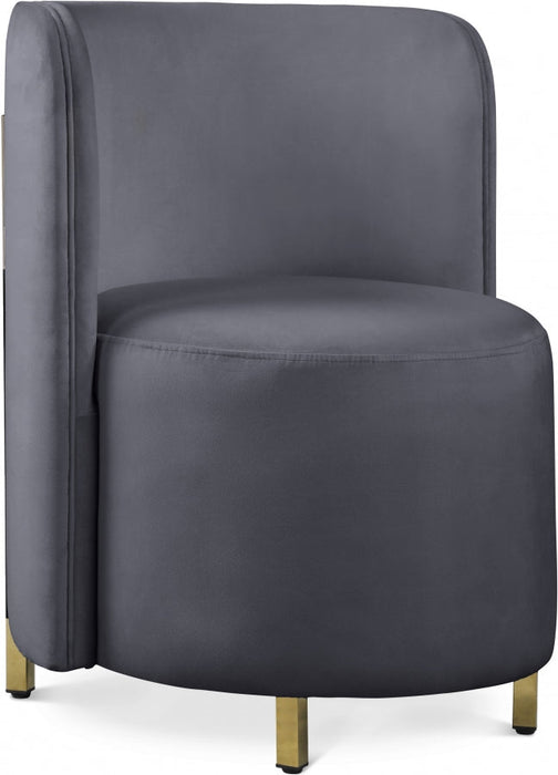 Rotunda Grey Velvet Chair - 518Grey-C - Vega Furniture