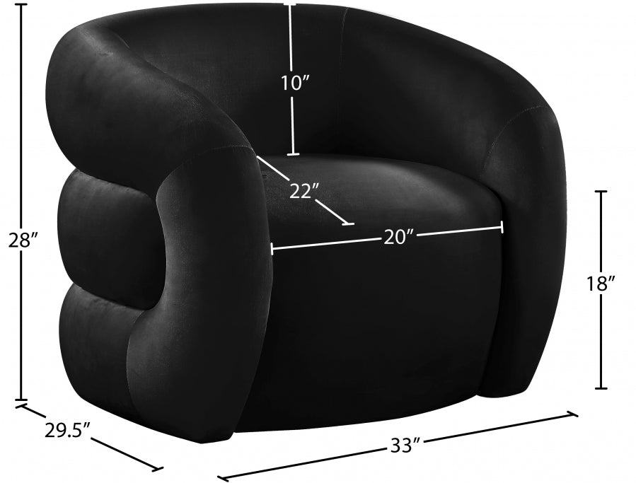Roxbury Black Velvet Accent Chair - 525Black - Vega Furniture