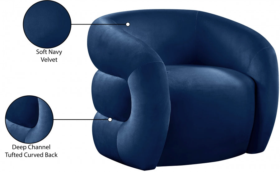 Roxbury Blue Velvet Accent Chair - 525Navy - Vega Furniture