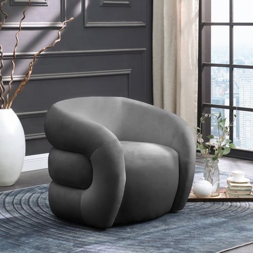 Roxbury Grey Velvet Accent Chair - 525Grey - Vega Furniture