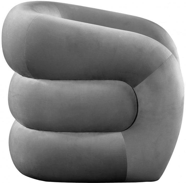 Roxbury Grey Velvet Accent Chair - 525Grey - Vega Furniture