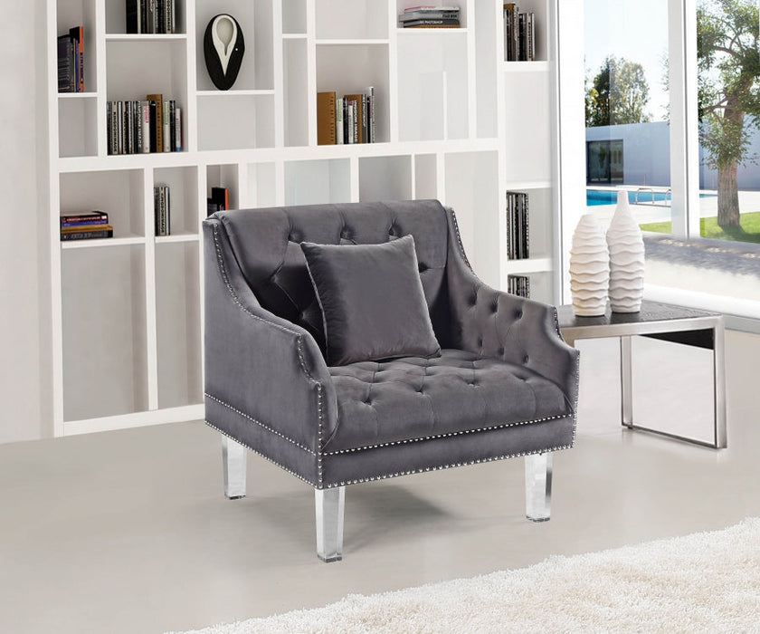 Roxy Grey Velvet Chair - 635Grey-C - Vega Furniture