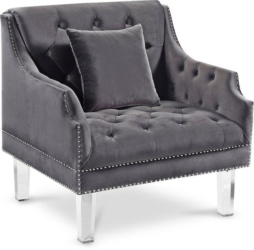 Roxy Grey Velvet Chair - 635Grey-C - Vega Furniture