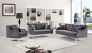 Roxy Grey Velvet Chair - 635Grey-C - Vega Furniture