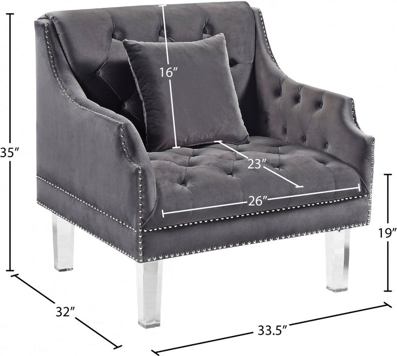 Roxy Grey Velvet Chair - 635Grey-C - Vega Furniture